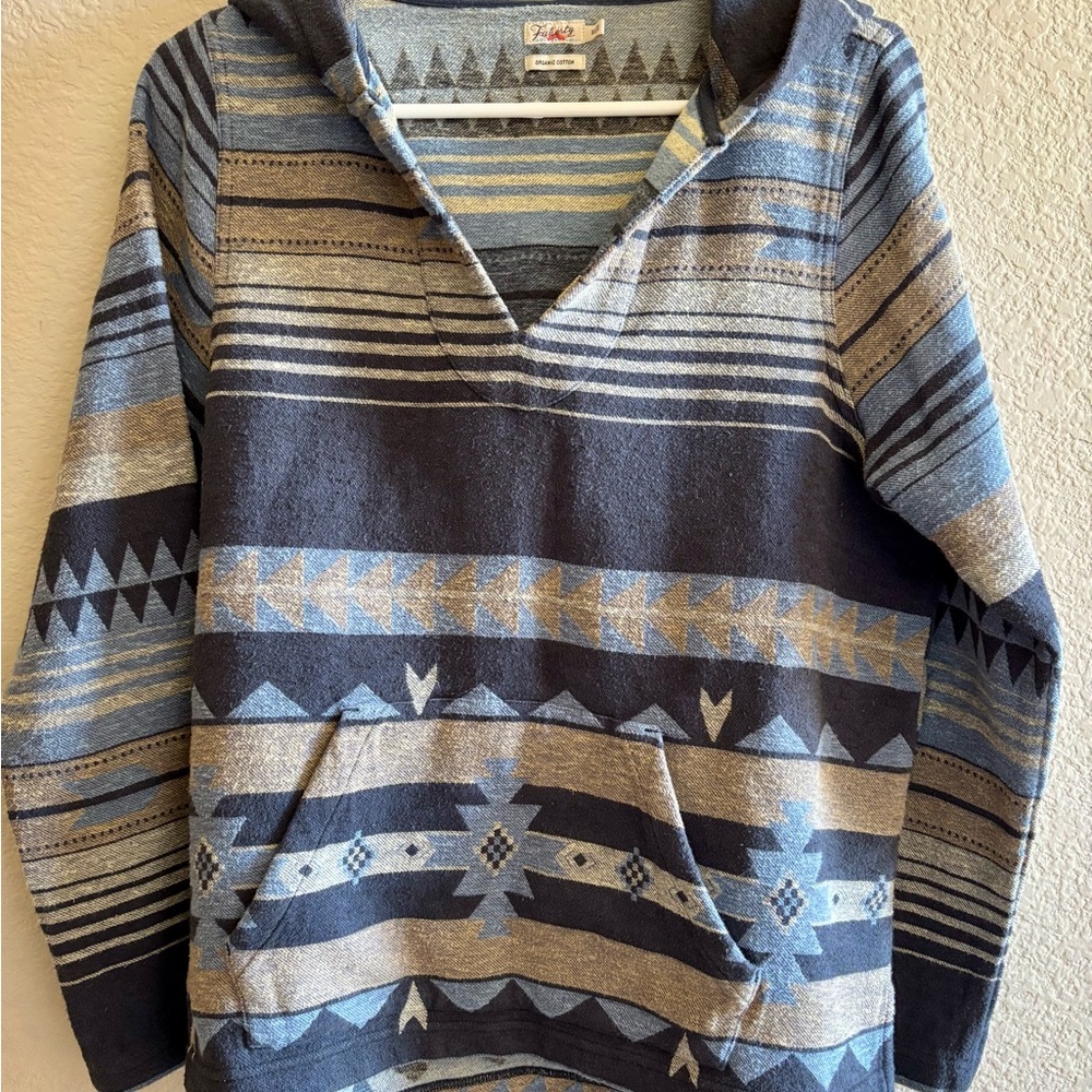 Faherty Baja Hoodie in Blue & Gray